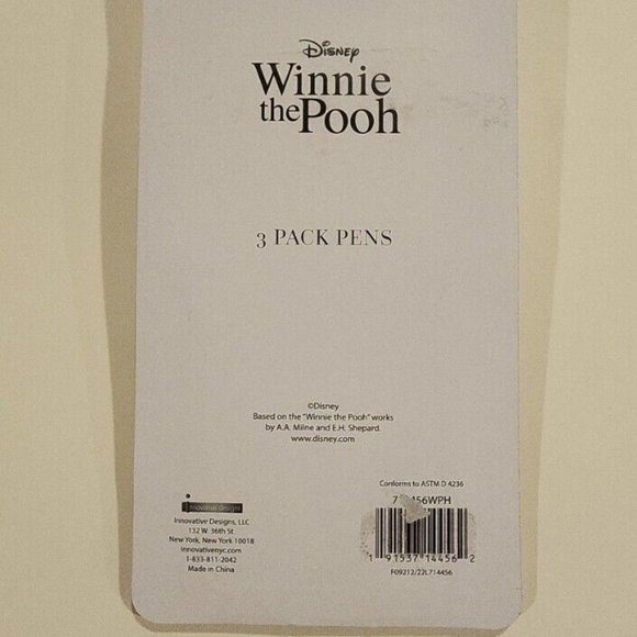 Disney Winnie The Pooh Pen Set of 3 Pooh Tigger Piglet NEW - Picture 8 of 9